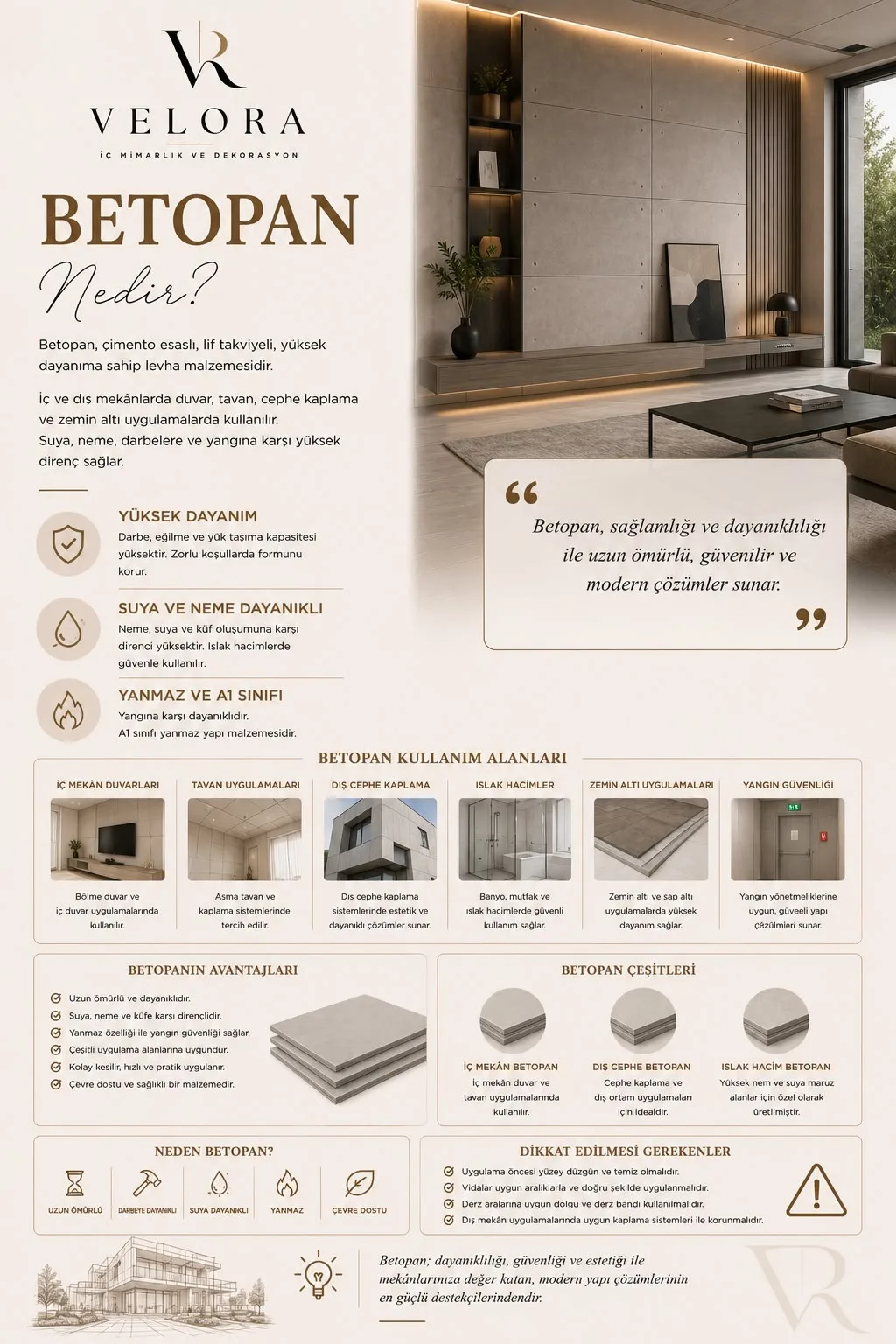 Betopan nedir? Yanmaz çimento esaslı levha — Velora