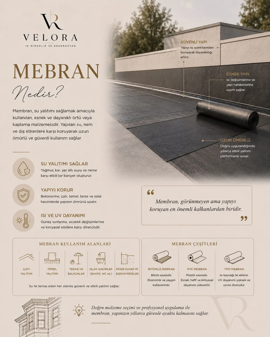 Membran nedir? Yapının görünmeyen kalkanı — Velora