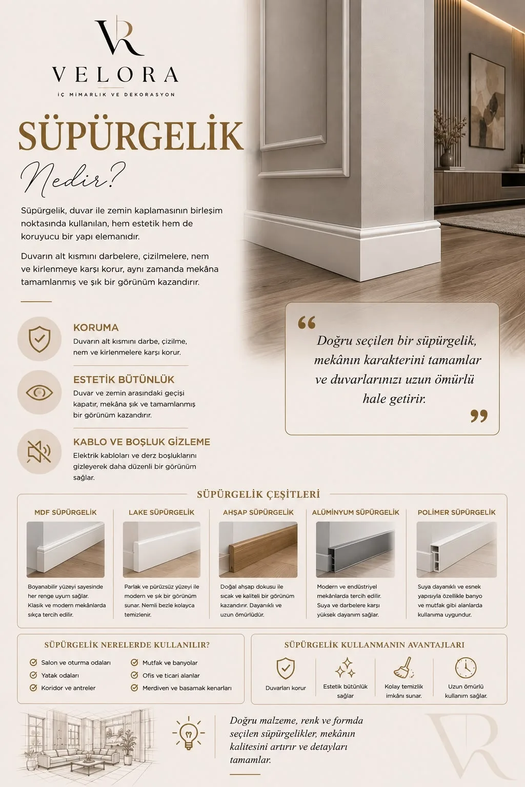 Süpürgelik nedir? Malzemeleri ve doğru seçim — Velora